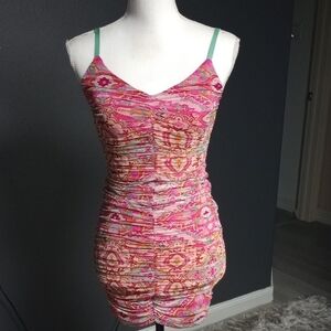 GUESS Marciano Bold Pink Ruched Body Hugging Mini Dress NEW